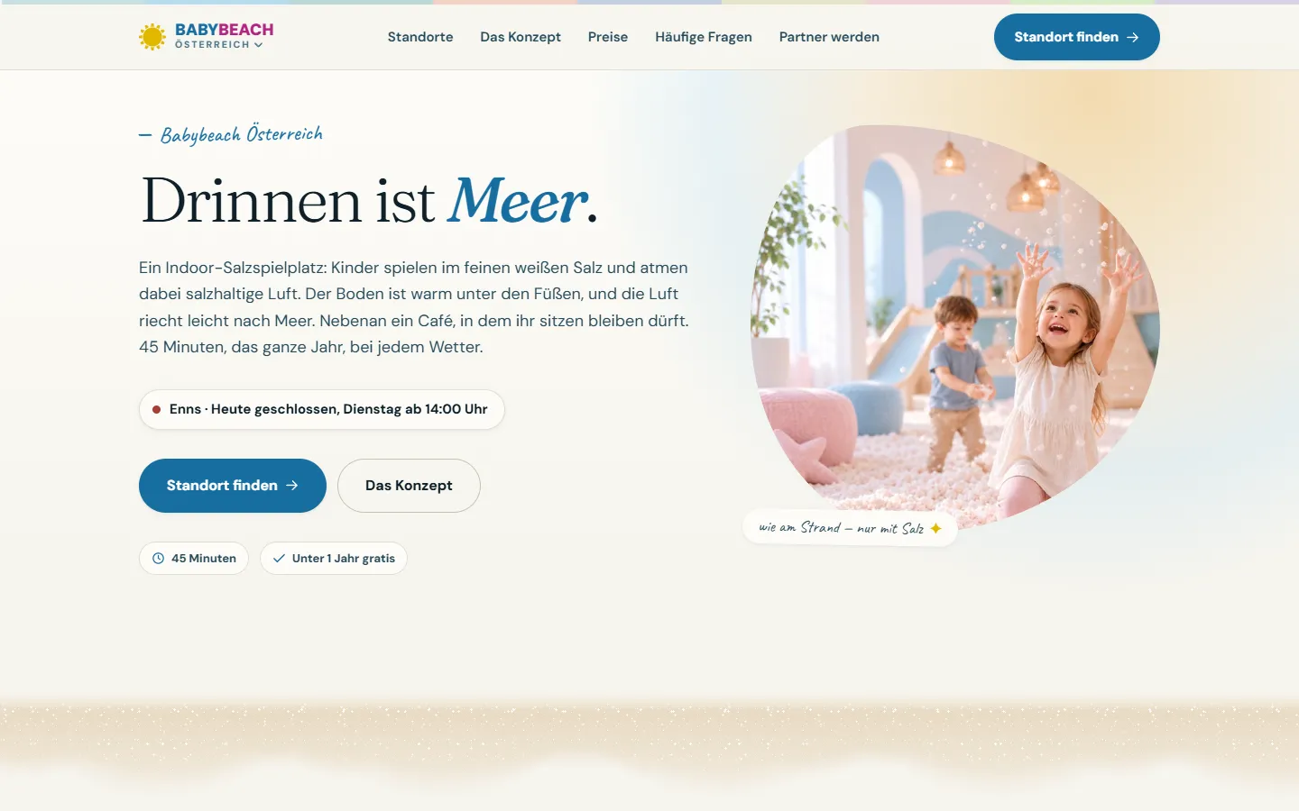 Startseite von Babybeach Österreich auf dem Desktop