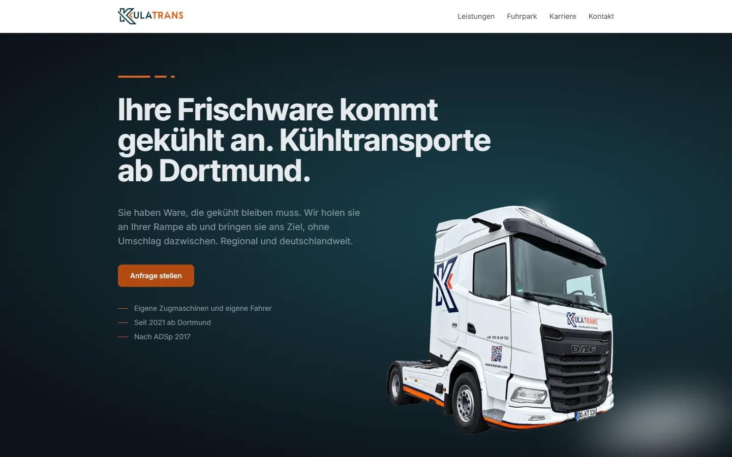 Startseite von Kulatrans auf dem Desktop