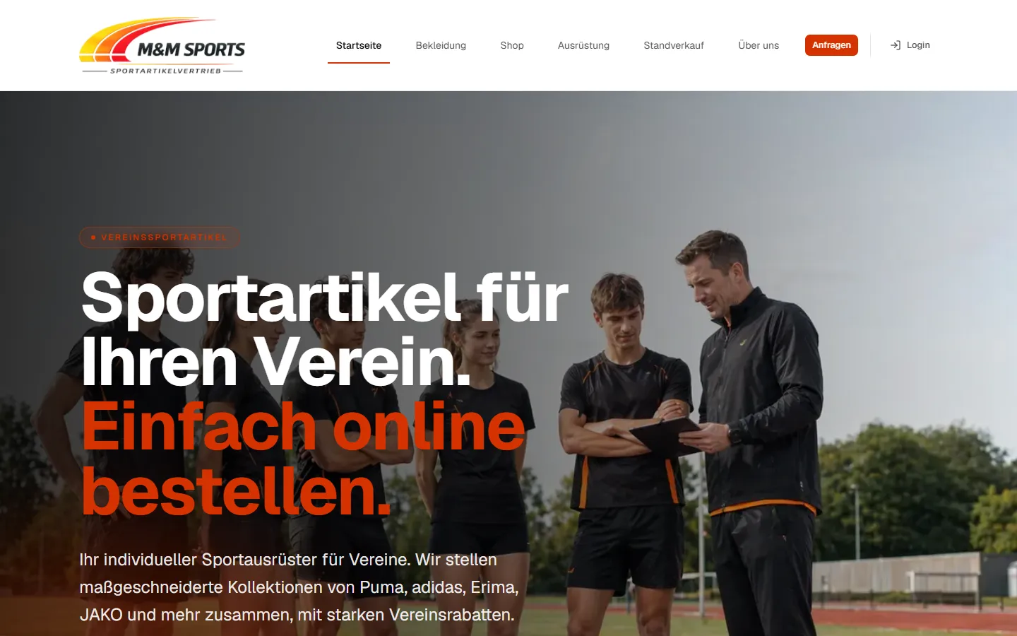 Startseite von M&M Sports auf dem Desktop