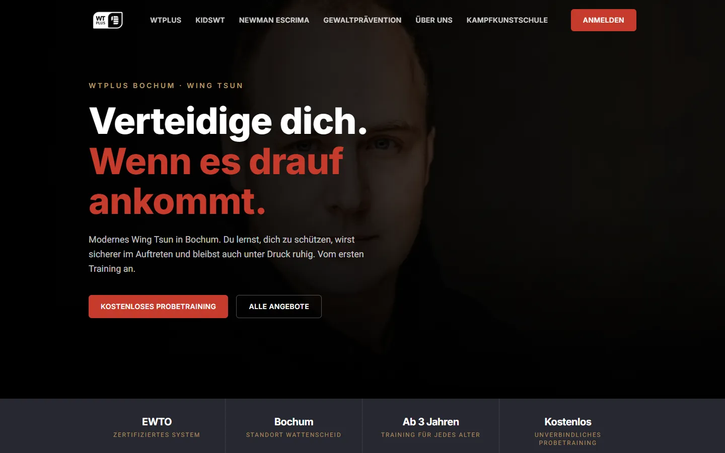 Startseite von WTplus Bochum auf dem Desktop